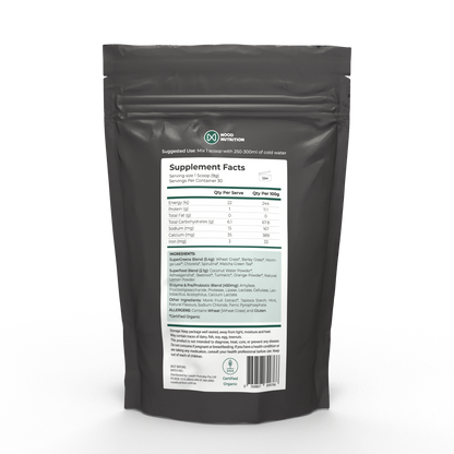Super Greens Elixir - Greens Powder - Nood Nutrition Label Information