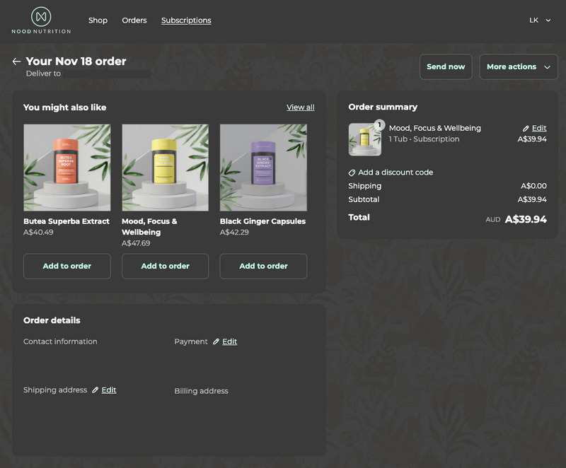 Add one-time product to your next Auto-Delivery