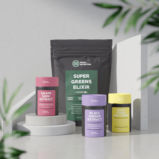 Black Ginger, Mood Focus Wellbeing, Grape Seed & Super Greens Bundle | Nood Nutrition Australia