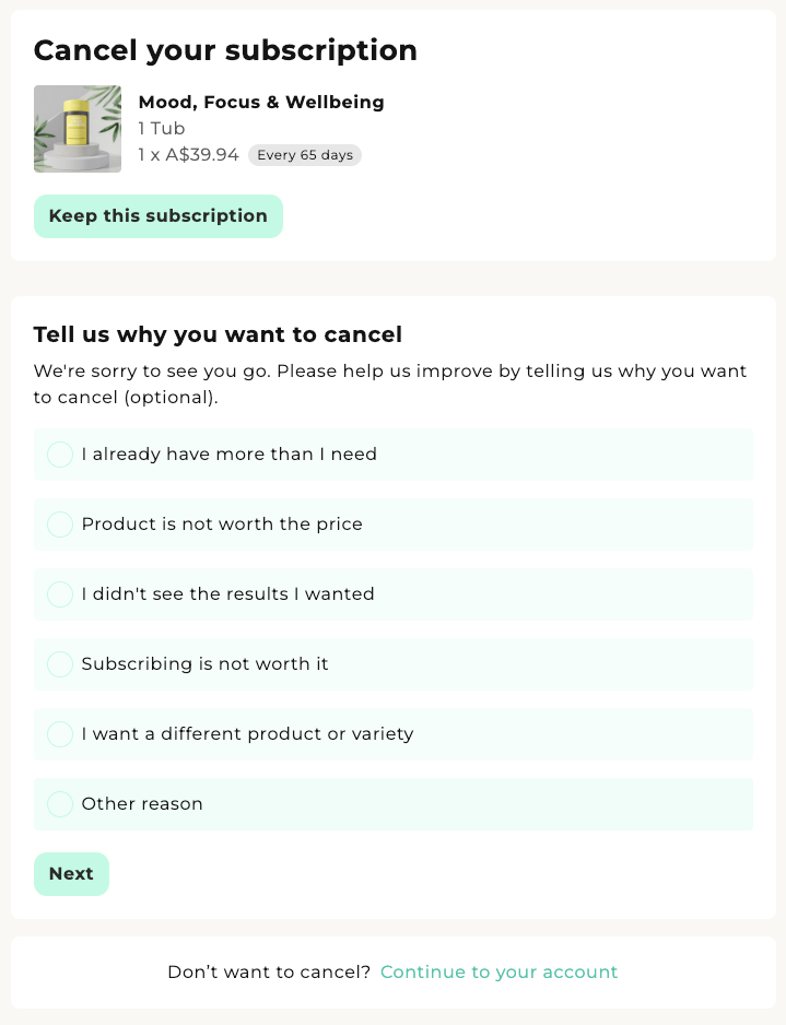 Cancel Auto-Delivery Account - Nood Nutrition
